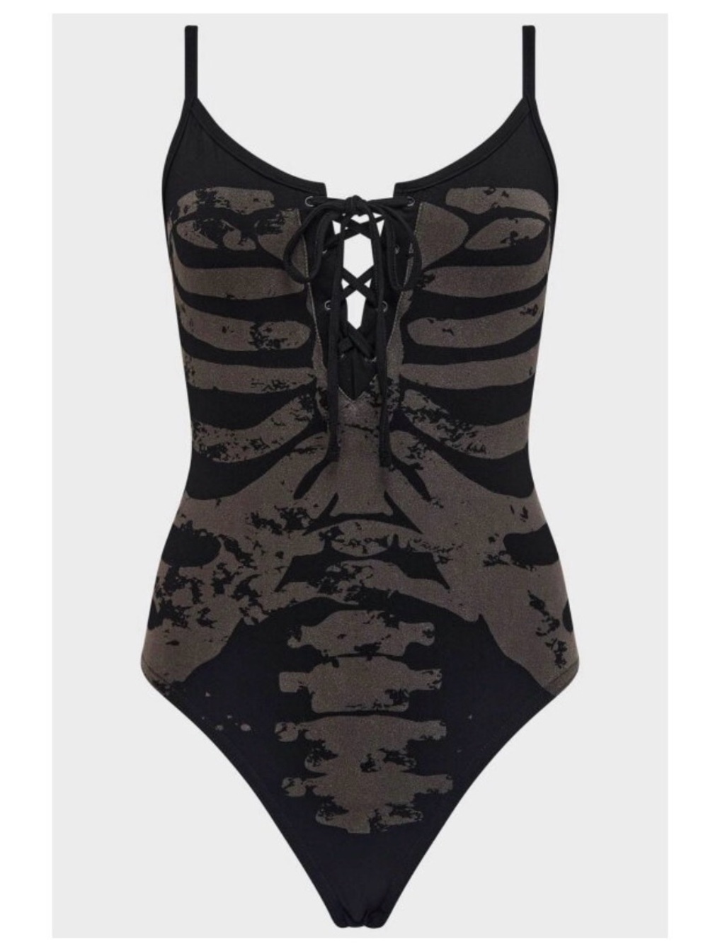 Killstar Bone Chiller Skeleton Lace-Up Bodysuit